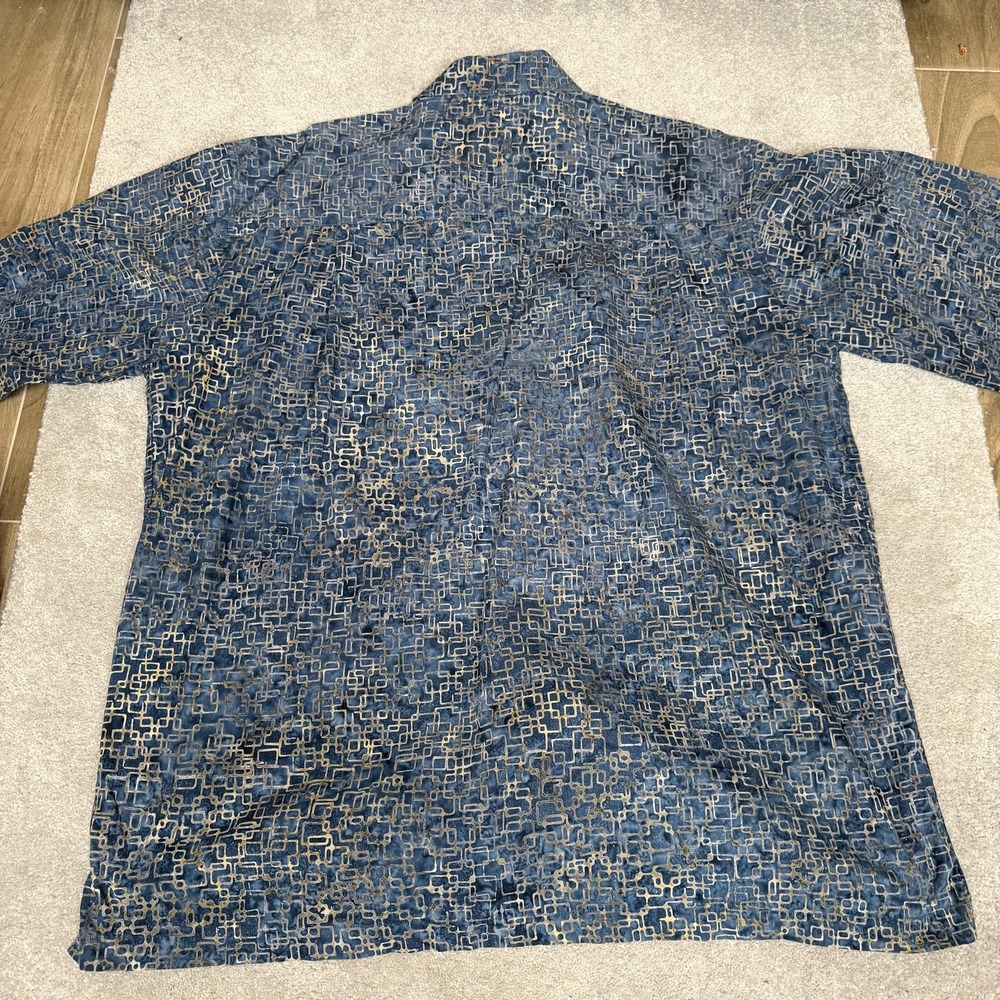 Johari West Shirt Mens 2XL Blue Geometric Print Short Sleeve Button Up Casual - Picture 4 of 4